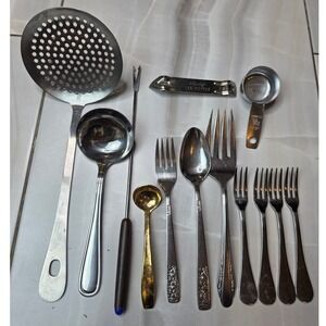 Vintage Kitchen Utensil Lot Ekco Can Piercer Pfaltzgraff Flatware Stainless A3